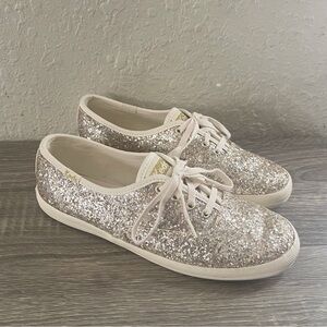 Keds Champion Gold Glitter Lace Up Sneaker Shoes Casual Preppy Women’s Size 6